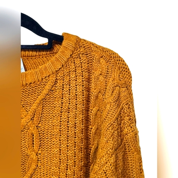 Mudd Rust Brown Orange Cropped Textured Longsleeve Sweater Top Crewneck Gold - Picture 4 of 12